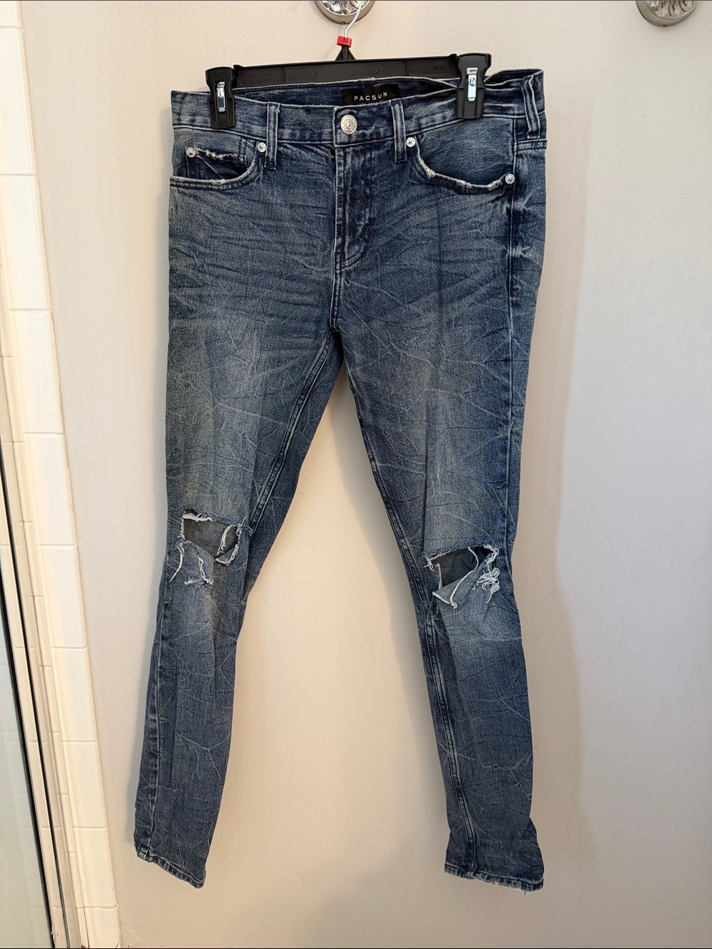 PacSun Men Skinny Distressed Blue Jeans